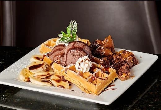 Desserts Ice Cream Waffles Chocolate Banana Symposium Ontario Barrie