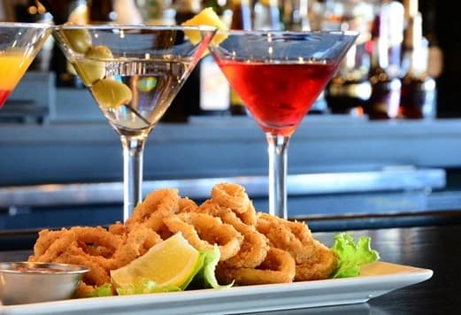 Appetizers Seafood Calmari Martini night at Symposium Cambridge