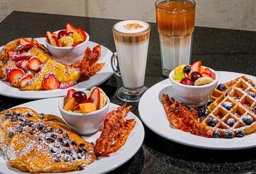 Breakfast Brunch Waffle French Toast Pancakes Iced Latte Ontario Restaurant