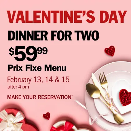 Valentines day menu at Symposium Cafe Restaurant