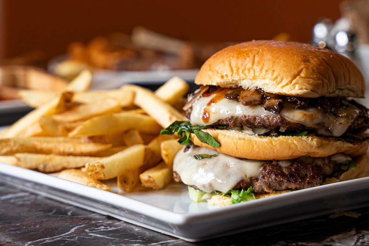 Mushroom Double Swiss Burger