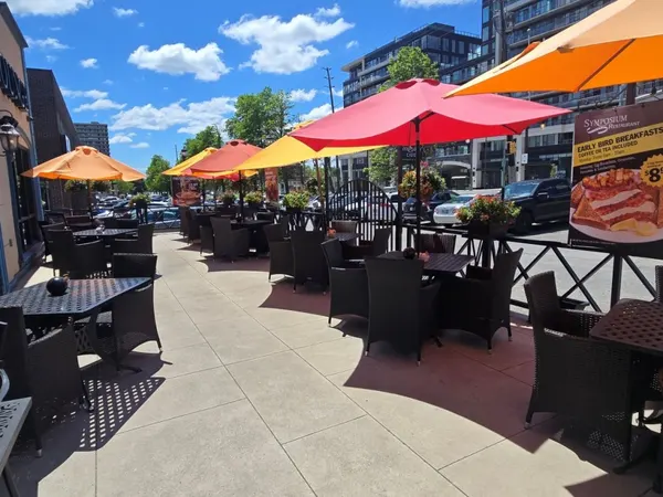 Thornhill dining spot with an inviting spacious patio for outdoor dining at Symposium Cafe Restaurant