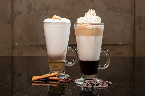 Signature coffee drinks at Symposium Cafe Restaurant, a popular cafe in Bolton Ontario for specialty hot beverages