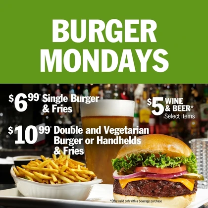 Monday Burger Specials at Symposium Cafe