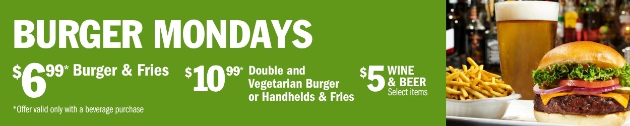 Monday Burger Specials at Symposium Cafe