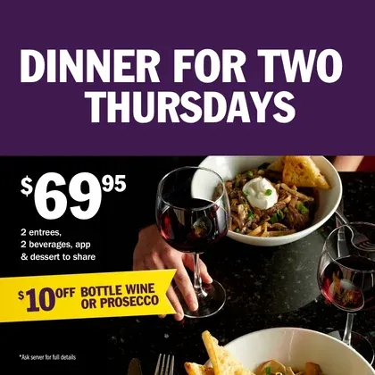 Thursday Dinner for Two special at Symposium Cafe